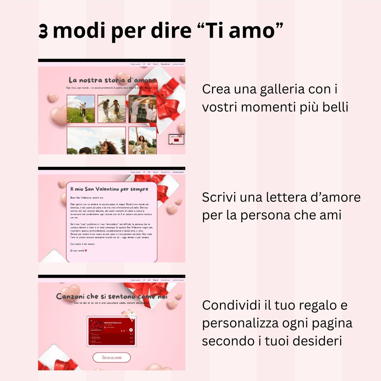Pagina dell’amore – sito web personalizzato d’amore